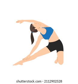 woman doing gate pose parighasana exercise. Flat vector illustration isolated on white background