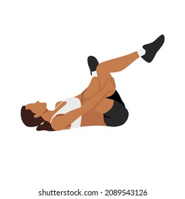 Woman Doing Gluten Stretch Exercise Flat Vector Illustration Isolated On White Background