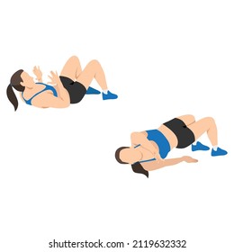 Woman doing Grappling reach back exercise. Flat vector illustration isolated on white background