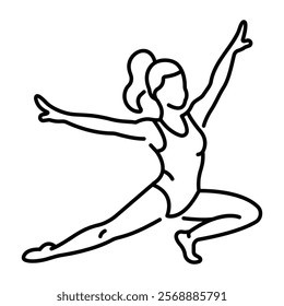 A woman doing a gymnastic pose icon in line style 