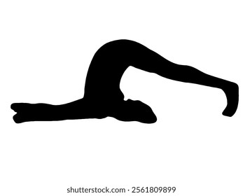 woman doing halasan pose cartoon illustration silhouette black