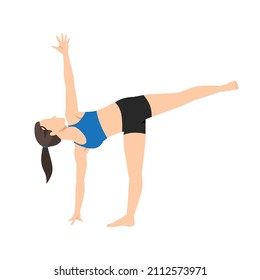 Woman doing half moon pose ardha chandrasana exercise. Flat vector illustration isolated on white background 