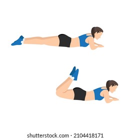 Woman doing Hamstring leg curl exercise. flat vector illustration isolated on white background