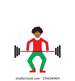 Woman is doing heavy weight lifting gestures, women day concept, women can do things like men.vector cartoon flat.
