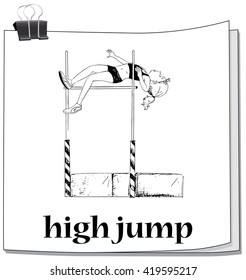Woman doing high jump illustration