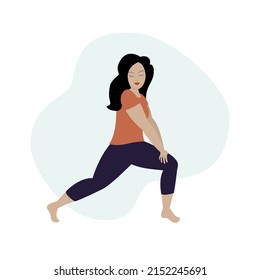 Woman doing a hip flexor stretch.