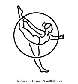 A woman doing hoop act icon in linear style 