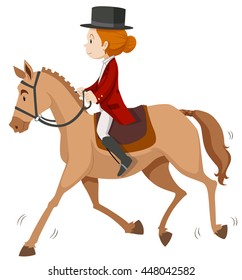 Woman doing horseback riding illustration