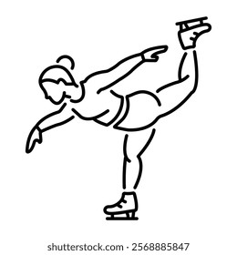 A woman doing ice skating icon in line style 