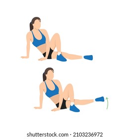 Woman Doing Inner Thigh Lifts Exercise Flat Vector Illustration Isolated On White Background