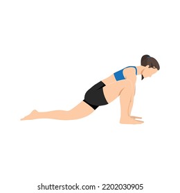 Woman doing Inside dragon Pose, Gecko Pose. Beautiful girl practice Utthan Pristhasana. Flat vector illustration isolated on white background