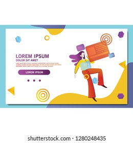 WOMAN DOING JOB ON TECHNOLOGY LANDING PAGE DESIGN