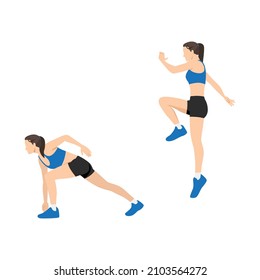 Woman doing Jump start exercise. Flat vector illustration isolated on white background