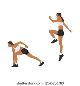 Woman doing Jump start exercise. Flat vector illustration isolated on white background