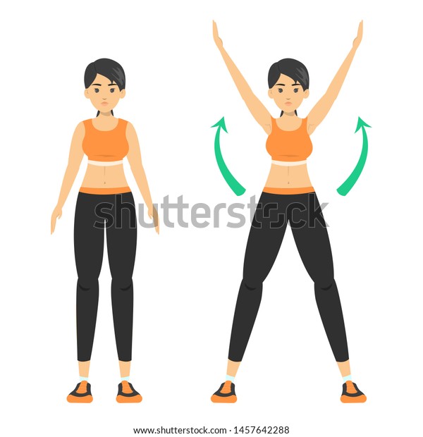 Woman Doing Jumping Jack Exercise Warmup Stock Vector (Royalty Free