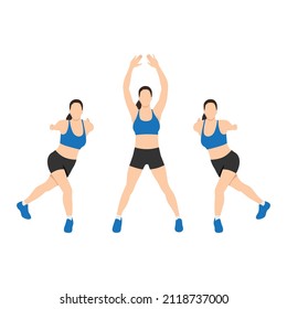 La mujer haciendo escalones laterales tira el ejercicio. Ilustración vectorial plana aislada en fondo blanco