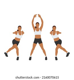 Woman doing Lateral steps pulls exercise. Flat vector illustration isolated on white background