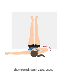 Woman doing Legs up the Wall stretch exercise. Flat vector illustration isolated on white background