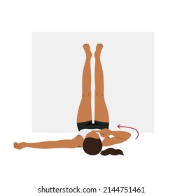 Woman doing Legs up the Wall stretch exercise. Flat vector illustration isolated on white background