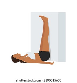 Woman Doing Legs Wall Stretch Exercise Stock Vector (Royalty Free ...