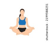 Woman doing Lotus pose. The concept of Healthy lifestyle. icon for yoga center. Stretching posture. Relaxing and calm Lotus posture. Flat vector illustration isolated on white background