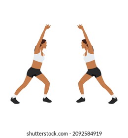 Woman Doing Low Impact Jumping Jack Exercise. Flat Vector Illustration Isolated On White Background