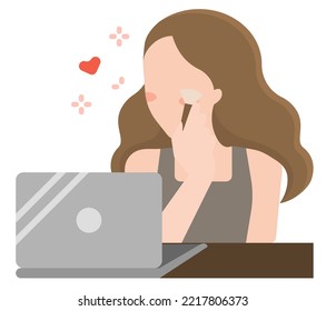 woman doing makeup tutorial modern concept ui ux icon for website, app, presentaion, flyer, brochure etc.