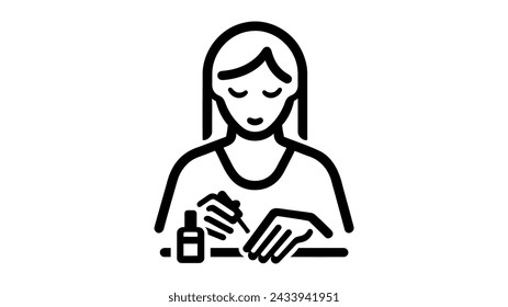 woman doing manicure at home. Cosmetology. Vector illustration on white background