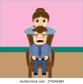 Woman Doing Massage to a Man