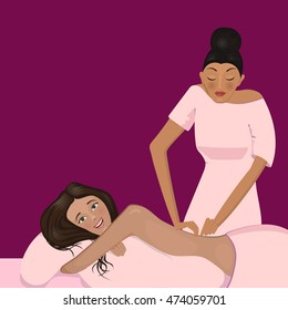 Woman doing massage. Vector illustration.