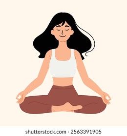 woman doing meditate yoga pose illustration 