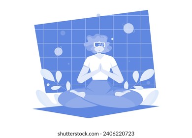 Woman Doing Meditation In The Metaverse