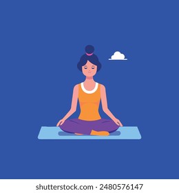 A woman doing meditation vector illustration