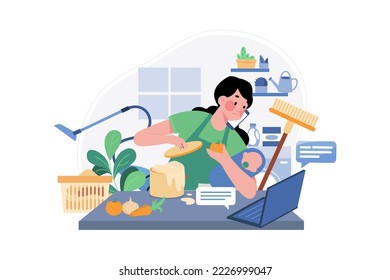 Woman Doing Multitasking While Working From Home