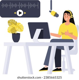 Woman doing online podcast concepts