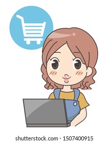 Woman doing Online shopping - computer