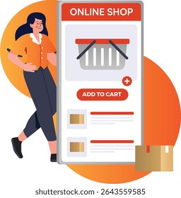 Woman doing online shopping and purchase