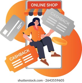 Woman doing online shopping and purchase