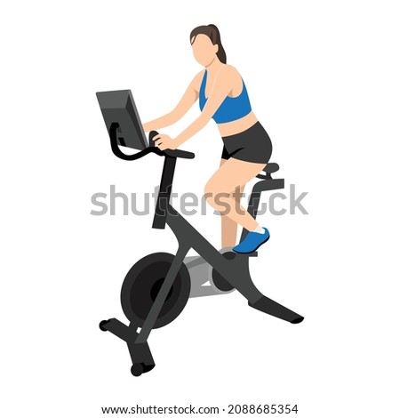 Woman doing peloton workout flat vector illustration isolated on white background Stock photo © 