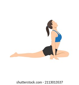 Woman doing Pigeon pose aka Pada rajakapotasana exercise. Flat vector illustration isolated on white background