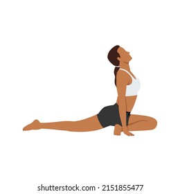 Woman doing Pigeon pose aka Pada rajakapotasana exercise. Flat vector illustration isolated on white background