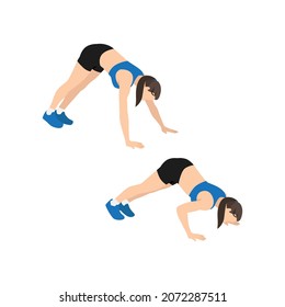 Woman doing Pike pushup exercise. Flat vector illustration isolated on white background