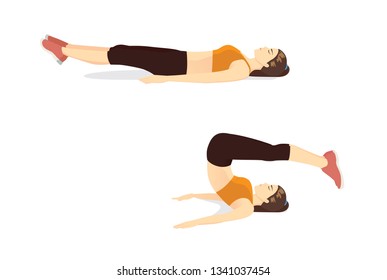 Woman doing Pilates exercise with the Roll over position on blue mat. llustration about introduction workout step.