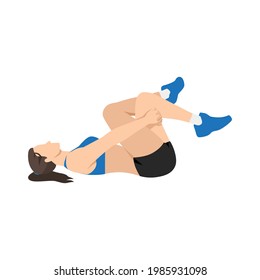 Woman doing Piriformis stretch exercise. Flat vector illustration isolated on white background