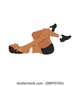 Woman doing Piriformis stretch exercise. Flat vector illustration isolated on white background