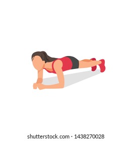 Woman doing plank exercise flat vector illustration