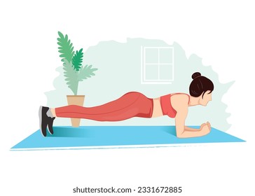 Woman doing plank exercise to make her body perfect