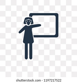 Woman Doing a Presentation vector icon isolated on transparent background, Woman Doing a Presentation transparency concept can be used web and mobile