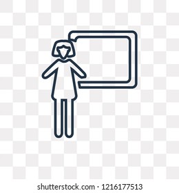 Woman Doing a Presentation vector outline icon isolated on transparent background, high quality linear Woman Doing a Presentation transparency concept can be used web and mobile