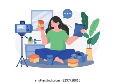 Woman Doing A Product Unboxing Video